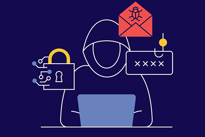 Hacker Related Vector Conceptual Illustration. Cyber Crime, Theft, Phishing, Online Privacy.