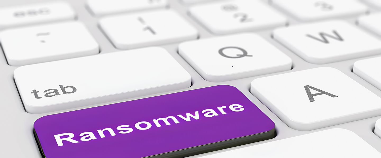 Ransomware button in purple on keyboard