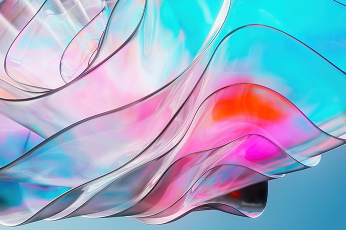Beautiful abstract background with multi-layaered colored waves for a light floral design. 3D rendered colored background.